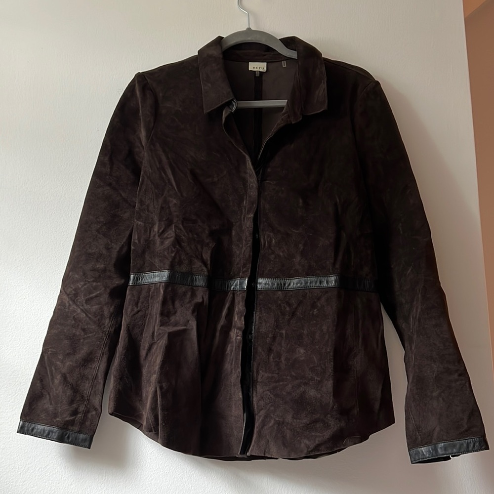 Ecru Brown Suede- Like Blouse